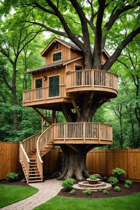 Tree House In A Tree, Tree House Inspiration, Beautiful Trees For Yard, Tree Houses For Adults, Free Standing Tree House, Cool Tree Houses For Kids, Tree House Architecture, Adult Treehouse, Dream Tree House