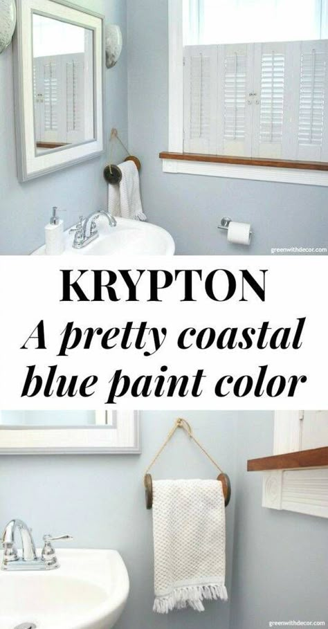 Coastal Blue Paint, Painting Wood Trim, Coastal Paint Colors, Blue Paint Color, Trim Paint Color, Coastal Paint, Primitive Bathrooms, Bathroom Paint, Bathroom Paint Colors