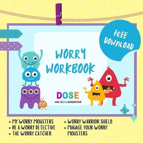 The Worry Workbook has been our most downloaded resource. The Worry Workbook is made up of a number of activities, which encourage children to reflect and investigate their worries, giving them an avenue to express, understand their feelings and helps to release the bodies natural painkiller Endorphins. ⭐️ My Worry Monsters ⭐️ Be a Worry Detective ⭐️ The Worry Catcher ⭐️ Your Worry Warrior Shield ⭐️ Manage your Worry Monsters Download yours for free. Worry Monster Activity, Worry Activities For Kids, Therapy Printables, Play Therapy Activities, Worry Monster, Warrior Shield, Monster Activities, Worried Kids, Zones Of Regulation