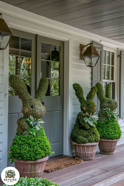 25 Trendy Easter Front Porch Decor Ideas Hanging Spring Decorations, Front Porch Easter Ideas, Easter Pots Outdoor, Indoor Easter Decorations, Traditional Easter Decor, Easter Planters Front Porch, Spring Porch Planter Ideas, Spring Outdoor Planter Ideas, Modern Front Porch Decorating Ideas