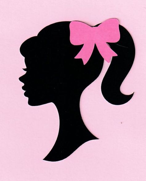 Silhouette Barbie, Barbie Backdrop, Barbie In Pink, Ribbon Sticker, Barbie Silhouette, Barbie Party Decorations, Barbie Theme Party, Bad Barbie, Barbie Logo