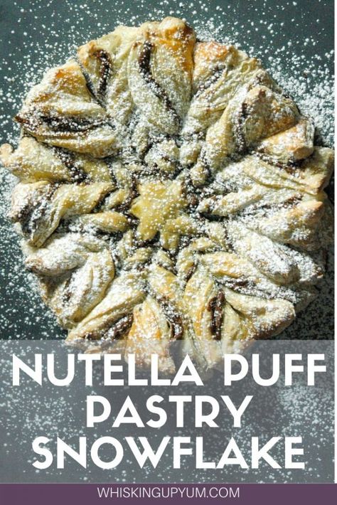 This Nutella Puff Pastry Snowflake is so tasty with the flakey crust and chocolaty layer of the Nutella. | Nutella Puff Pastry Snowflake | Nutella recipes | Snowflake pull apart nutella | Snowflake bread | Star Bread Nutella | Easy Star Bread Recipe | Star Bread Recipes Pull Apart Puff Pastry Snowflake, Snowflake Pull Apart Bread, Nutella Snowflake, Puff Pastry Snowflake, Snowflake Bread, Star Bread Recipe, Nutella Star, Nutella Star Bread, Bread Nutella