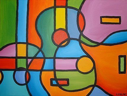 Abstract Guitar painting | This is an original painting on canvas stretched over a solid wood ... Abstract Guitar Painting, Abstract Guitar, Arte Jazz, Not Musik, Cubist Art, Cubism Art, Guitar Painting, Organic Art, Music Painting