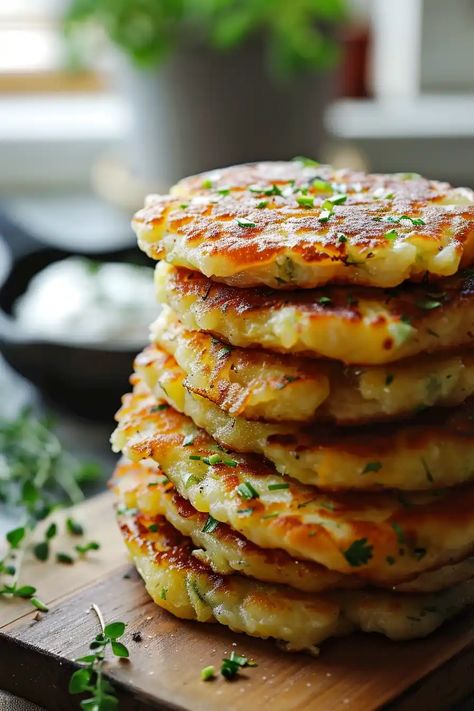 Discover the joy of making German Potato Pancakes with this simple recipe. It combines crispy shredded potatoes and delicate spices for a nostalgic comfort meal. Ideal for family dinners or festive gatherings. Dive in and let the crispy textures and hearty flavors warm your heart! Asian Potato Pancakes, Potato Rosti Recipe Easy, Shredded Potato Pancakes, Potato Pancakes Shredded, Special Breakfast Ideas, Baked Potato Pancakes, Potato Rosti Recipe, Polish Potato Pancakes, Rosti Recipe