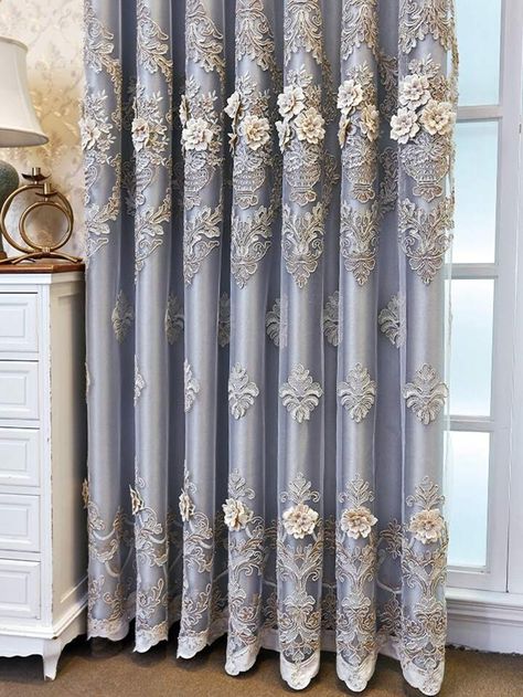 Pretty Curtains Bedroom, Curtain Tips, Single Panel Curtain, Fancy Curtains, Blue Bedroom Walls, Furniture Reupholstery, French Curtains, Curtains And Draperies, French Windows