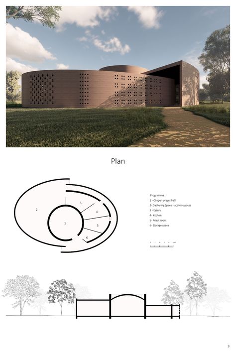 Design Concept Architecture Inspiration, Chapel Design, Circular Buildings, Floating Architecture, Architecture Drawing Sketchbooks, Mosque Design, Concept Models Architecture, Conceptual Architecture, Architecture Concept Diagram