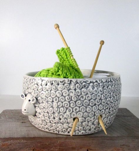 Designer Spotlight: The Weird, Wonderful and Wacky World of Yarn Bowls | KnitHacker Yarn Bowls Diy, Yarn Bowls Pottery, Bowls Pottery, Ceramic Yarn Bowl, Knitting Bowl, Yarn Bowls, Crochet Bowl, Handmade Ceramic Planters, Knitters Gifts