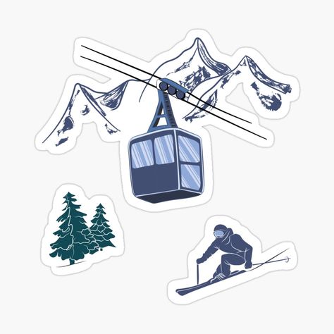 Ski Resort Branding, Winter Stickers Aesthetic, Ski Stickers, Sticker Luggage, Winter Stickers, Skiing Aesthetic, Cute Scrapbooks, Illustrator Inspiration, Ski Town