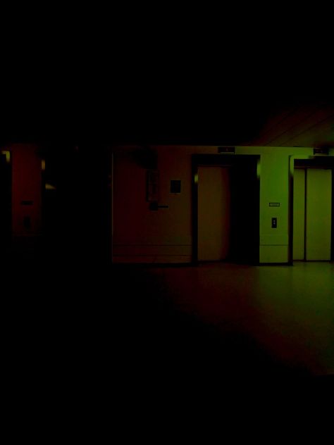 Dark aesthetic green elevators Liminal Elevator, Elevator Aesthetic, Green Aesthetic, Cool Lighting, Dark Aesthetic, Dark Green, Green