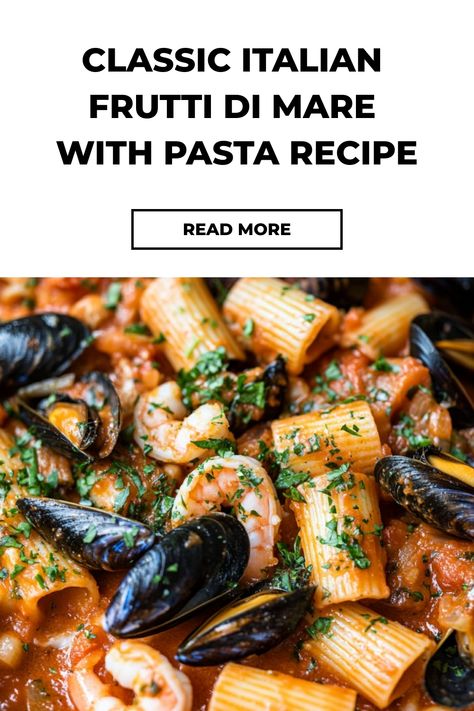 Learn how to make Frutti Di Mare, a classic Italian seafood pasta featuring a mix of mussels, shrimp, squid, and scallops in a rich, spicy tomato sauce. Mixed Seafood Pasta, Pasta With Mussels And Shrimp, Mussels In Tomato Sauce, Frutti Di Mare Recipe, Seafood Pasta With Mussels, Seafood Pasta Sauce, Spaghetti And Mussels, Linguini With Mussels, Mussels Recipe Tomato