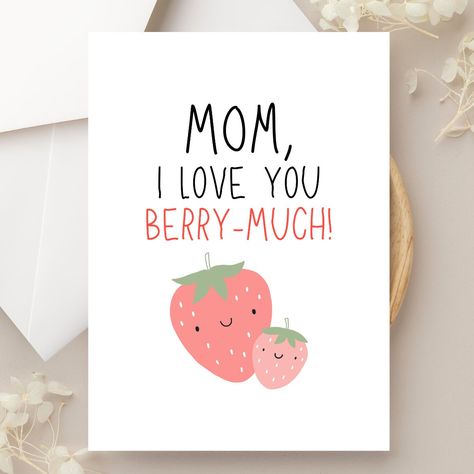 Funny Mom Greeting Card, Mothers day card, Love You Berry Much, Personalized Card, gift for mom, mom card, mom gift idea by MaeveDesignGoods on Etsy Sloth Diorama, Mom Greeting Card, Cards For Mom, Mother's Day Greeting Cards, Mom Cards, Funny Drawings, Funny Mom, Blank Card, Card Gift