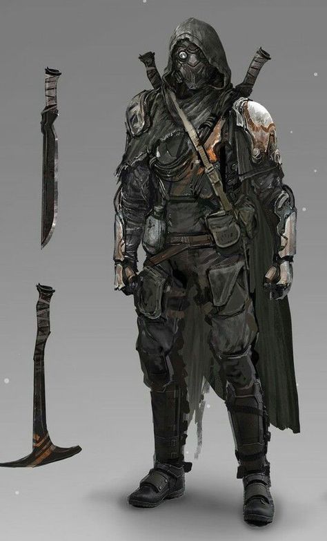 Dune Armor Concept Art, Ww1 Apocalypse, Survival Character Design, Sci Fi Assassin Concept Art, Sci Fi Concept Art Character Design, Dystopian Armor, Star Wars Armor Concept Art, Postapocaliptic Outfits, Dystopian Character Art