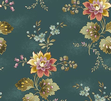 Tejido Dahlia Azul 
Algodón 100% 
Edyta Sitar - Dahlia 
 
Andover Fabrics Cardinal Flower, Basket Quilts, Vintage Floral Fabric, Quilt In A Day, Laundry Basket Quilts, Marcus Fabric, Quilting Templates, Basket Quilt, Shabby Fabrics