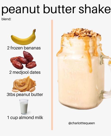 Vegan | The Vegan Message on Instagram: “I’ve been posting what I eat in a days on tiktok 🦋 join me over there @charlotttequeen⁠ ⠀⁠ ⠀⁠ HEALTHY REECE’S SHAKE ✨⁠ ⠀⁠ ⠀⁠ BLEND:⁠ 1…” Peanut Butter Shake, Easy Healthy Smoothies, Detox Water Recipes, Detox Drinks Recipes, Protein Shake Recipes, Milkshake Recipes, Hot Food, Easy Smoothie Recipes, Easy Smoothies