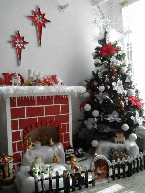 Diy Christmas Fireplace, Christmas Fireplace Decor, Easy Christmas Decorations, Christmas Decorations Diy Outdoor, Diy Christmas Decorations Easy, Christmas Nativity Scene, Christmas Fireplace, Easy Christmas Diy, I Can Do It