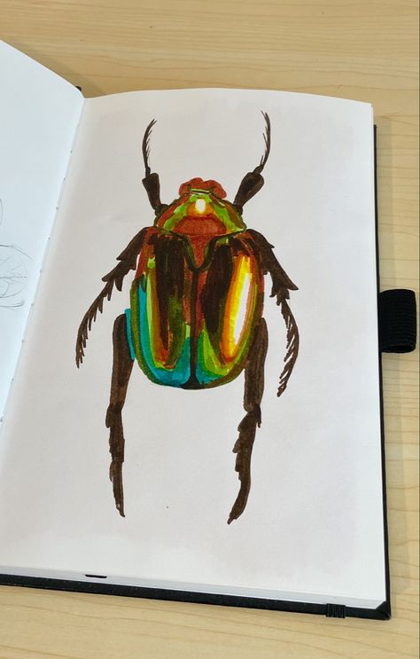 Colorful, beetle, crayola markers, sketchbook art, drawing Art With Crayola Markers, Marker Art Crayola, Drawing With Crayola Markers, Crayola Markers Art, Crayola Marker Drawings, Crayola Marker Art, Beetle Sketch, Alcohol Markers Art Ideas, Crayola Drawing