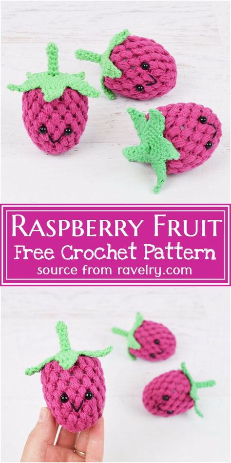 Free Crochet Raspberry Fruit Pattern #freecrochetpattern #crochetfruit #freecrochetfruit #freecrochetfruitpattern Raspberry Crochet Free Pattern, Crochet Fruits And Vegetables Free Pattern, Raspberry Crochet Pattern, Crochet Raspberry Pattern Free, Crochet Berries Free Pattern, Fruit Crochet Keychain, Raspberry Amigurumi, Crochet Fruit Pattern Free, Crochet Raspberry