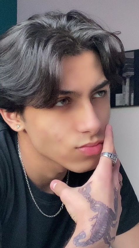 Asian Guy Long Hair, Guy Long Hair, Middle Part Hairstyles Men, Lesbian Haircut, Hair Tiktok, Boy Haircuts Short, Middle Hair, Asian Guy, Guy Haircuts Long