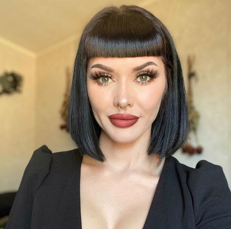 Bettie Bangs Short Hair, Heather Rae, Healthy Relaxed Hair, Office Hairstyles, Gothic Hairstyles, Bob Hairstyles With Bangs, Hair Appointment, July 1st, Long Bob Hairstyles