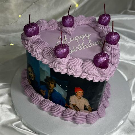 Theme was “20 and still obsessed with Justin Bieber” 💜💜 @justinbieber #justinbieber #justinbiebercake #bieberfever #heartcakes #vintagecakes #edibleimagecake #socalcake #orangecountycakes #occakes #thelayeredbakery #buttercreamcake #customcakes #weddingcakes Justin Bieber Bachelorette Party, Justin Bieber Birthday Party, Justin Bieber Themed Birthday Party, Justin Bieber Party Theme, Justin Bieber Birthday Party Ideas, 23 Bday Cake, Justin Bieber Cake, Justin Bieber Party, Justin Bieber Birthday