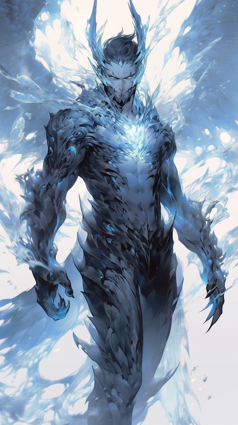 DC Ice God Fantasy Art, Water Knight Fantasy Art, Ice King Fantasy Art, Ice Demon, Space God, Superheroes And Villains, Alternate Reality, Dungeons And Dragons Classes, Character Inspiration Male