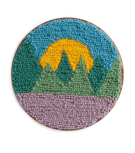 How To Make Caron One Pound Boreal Woods Punch Needle Wall Hanging Online | JOANN Punch Needle Wall Hanging, Needle Punch Embroidery, Mountain Pattern, Felt Tip Markers, Punch Embroidery, Wall Hanging Pattern, Anchor Embroidery, Hanging Craft, Monks Cloth