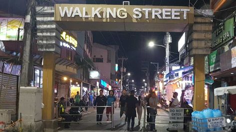 Philippines – Angeles City – Walking Street – Fields Avenue – Entrance McDonalds Girly Bar, Cozy Bar, Walking Street, Paros, Atlantis, The Body Shop, Night Time, Philippines, Times Square