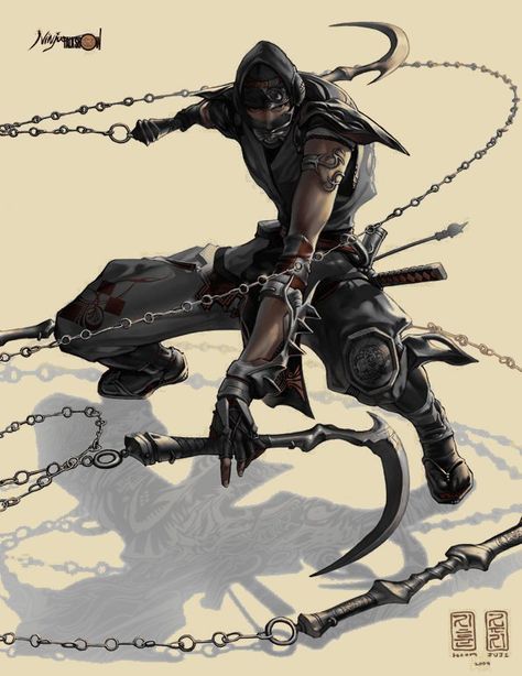 Like the Samurai, Ninjas were born into their profession and trained from childhood, studying survival and scouting skills, as well as information on poisons and explosives. Rogue Assassin, Ronin Samurai, Poses Manga, Arte Ninja, Ninja Gaiden, Ninja Samurai, Samurai Ninja, Illustration Fantasy, Ninja Art