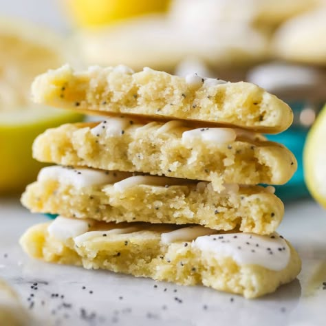 Lemon Poppy Seed Cookies Lemon Poppyseed Cookies, Poppyseed Cookies, Lemon Poppy Seed Cookies, Shortbread Recipe Easy, Poppy Seed Cookies, Fruity Cookies, Sugar Spun Run, Nut Roll, Seed Cookies