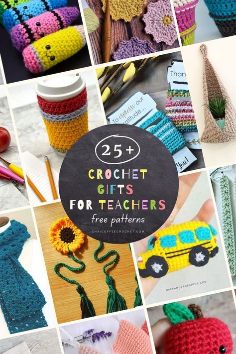 Inexpensive Teacher Appreciation Gifts, All Free Crochet Patterns, Crochet Teacher, Crochet Teacher Gifts, Quick Crochet Gifts, Coffee Cozies, Quick Crochet Projects, Teacher Gift Ideas, Crochet Best