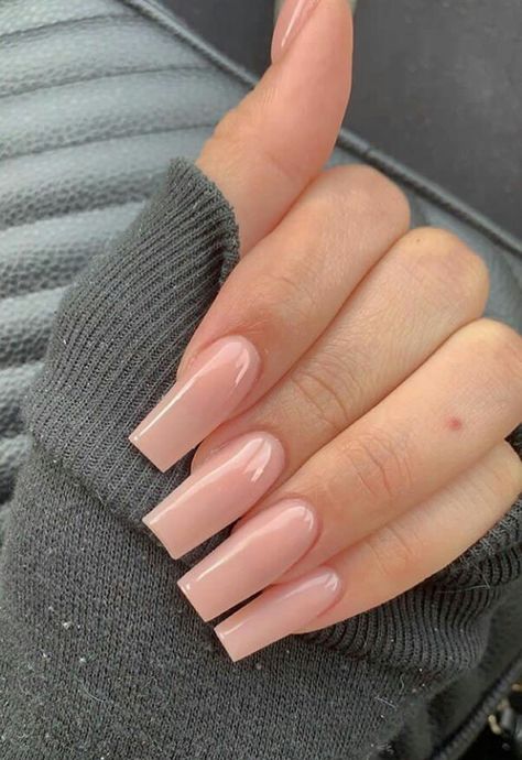 Acrylic Nails Nude, Natural Acrylic Nails, Milky Nails, Smink Inspiration, Simple Acrylic Nails, Long Acrylic Nails Coffin, Nail Sets, Long Square Acrylic Nails, Bling Acrylic Nails