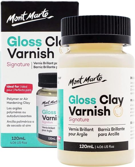 Mont Marte Clay Varnish Gloss Signature 4.05oz (120ml) Clay Sculpture Sealant, Glossy Clay Varnish, Varnish for Polymer or Air Hardening Clay, Clear Gloss Varnish for Clay. - Amazon.com Art Clay Silver, Tanah Liat, Clear Gloss, Modeling Clay, Art Clay, Clay Sculpture, Polymer Clay Beads, Ceramic Clay, Dry Clay