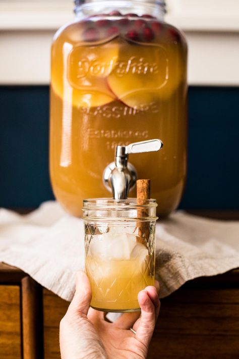 Apple Cider Punch with Bourbon | Inquiring Chef Apple Cider Whiskey Punch, Apple Cider And Bourbon, Xmas Punch, Chili Fest, Whiskey Punch, Apple Cider Whiskey, Bourbon Punch, Cider Punch, Thanksgiving Hosting