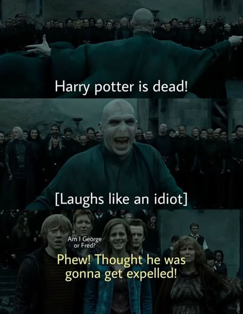 #harrypotter #harrypottermemes #memes #hogwarts #hogwartsbattle #tomriddle #voldemort #hermionegranger #ronweasley #fredweasley #georgeweasley #mollyweasley #malfoy #deatheaters Harry Potter Quotes Funny, Citate Harry Potter, Glume Harry Potter, Funny Harry Potter Jokes, Harry Potter Memes Hilarious, Harry Potter Puns, Harry Potter Feels, Funny Harry Potter, Harry Potter Images