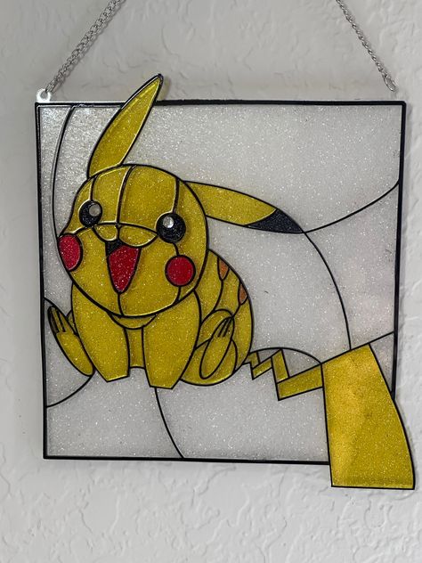 Acrylic Stained Glass Pika Pika - Etsy Anime Stained Glass Patterns, Anime Stained Glass Art, Pokémon Pattern, Pika Pika, Pokemon Pattern, Stained Glass Patterns Free, Glass Diy, Stained Glass Diy, Stained Glass Patterns