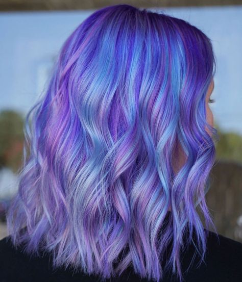 Shellshock ✨ Hair/MU Artist on Instagram: “Pastel unicorn 🦄 ✨ @pulpriothair is the paint  @brazilianbondbuilder for that shine  Applied with @colortrak tools  @urbanhairatx is the…” Periwinkle Hair, Unicorn Hair Color, Candy Clouds, Arctic Fox Hair Color, Colorful Unicorn, Cotton Candy Clouds, Lilac Hair, Hair Artist, Unicorn Hair