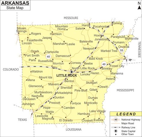 Map of Arkansas Map Of Arkansas, Arkansas Map, Interstate Highway, Physical Map, County Map, Arkansas State, All About Us, Usa Map, State Map