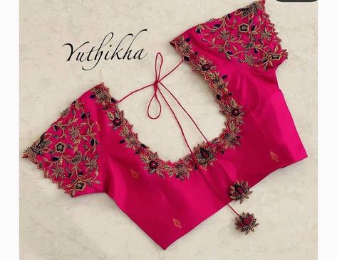 Net Embroidery Blouse, Green Blouse Designs, Maggam Designs, Pink Blouse Designs, Blue Blouse Designs, Kalamkari Dresses, Latest Bridal Blouse Designs, Net Embroidery, Latest Blouse Designs Pattern