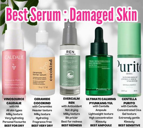 Ren Evercalm, Imperfect Skin, Caudalie Vinosource, Damaged Skin Barrier, Best Serums, Skin Barrier Repair, Product Comparison, Pyunkang Yul, Hydrating Skincare