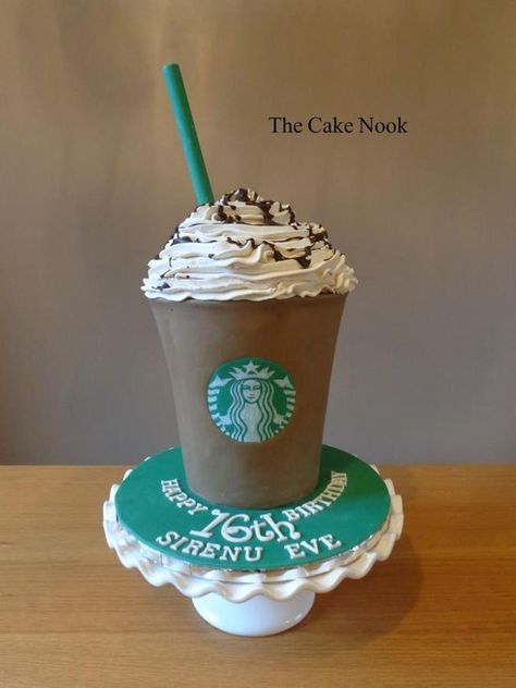 Hermosa torta de starbucks Starbucks Birthday Party, Starbucks Chocolate, Starbucks Party, Starbucks Cake, Starbucks Birthday, 16 Cake, Starbucks Drink, Creative Birthday Cakes, Crazy Cakes