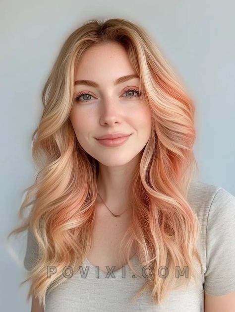 34 Peach Hair Color Ideas 2024 from Rose Gold to Pastel Styles, Soft Highlights, Coral Anime Looks Peach Balayage, Peach Pink Hair, Peach Hair Color, Charlotte Hair, Red Hair With Blonde, Soft Highlights, Red Hair With Blonde Highlights, Peach Hair Colors, Short Hairstyle Women