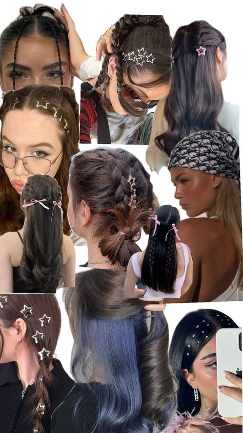 y2k Pretty Y2k Hairstyles, Y2k Hair Down Styles, 2000s Twist Hair, 2000 Inspired Hairstyles, 90s Hair Accessories Aesthetic, 2000s Long Hairstyles, Y2k Hair Updos, Y2k Clip Hairstyle, Y2k Slick Back Hairstyles