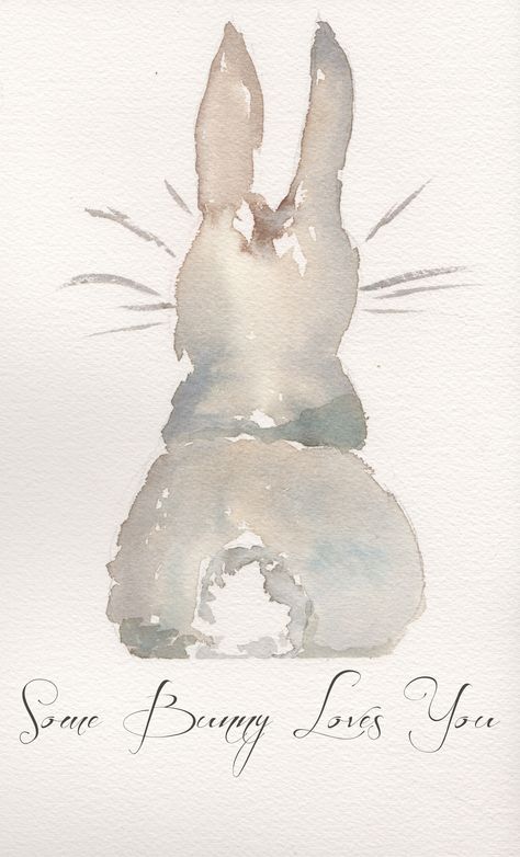 Easy Easter Ideas, Easter Table Setting, Easter Drawings, Easter Paintings, Idee Babyshower, Easter Cards Handmade, Bunny Watercolor, Bunny Painting, Some Bunny Loves You