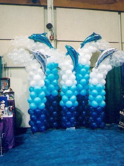 Dolphin Birthday Parties, Dolphin Party, Sea Party Ideas, Balloons Ideas, Ocean Birthday Party, Deco Ballon, Ocean Birthday, Balloon Crafts, Sea Birthday Party