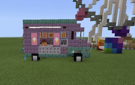 Minecraft Ice Cream, Minecraft Kawaii, Minecraft Park, Bangunan Minecraft, Minecraft Cottage, Easy Minecraft Houses, Minecraft Plans, Ideas Minecraft, Minecraft Crafts