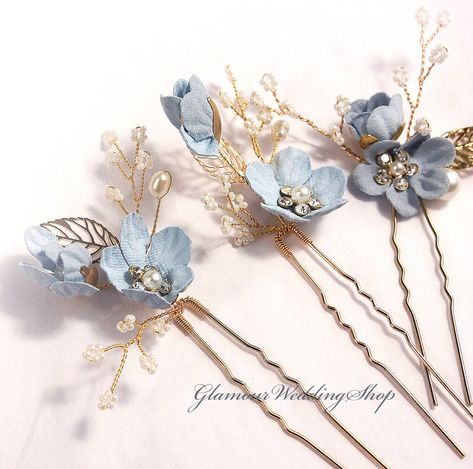 Blue Wedding Nails, Wedding Hair Bridal, Blue Hair Pins, Hairpiece Wedding, Blue Wedding Hair, Wedding Hair Pin, Hair Pins Bridal, Blue Hair Accessories, Bridesmaid Hair Pins