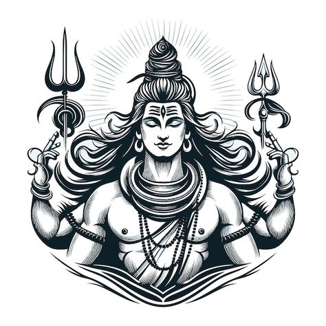 Shiva Vector Art, Mahadev Black And White, Shiv Drawings Sketches, Shiva Outline, Shiva Drawing Sketches, Shiva Tattoo Stencil, Shiva Vector, Mahadev Drawing, Shiva Drawing