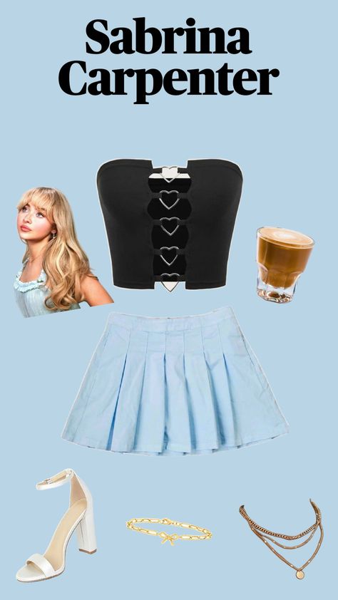 #sabrinacarpenter #blue #inspo #fyp #aesthetic Light Blue Corset Top Outfit, Blue Corset Top Outfit, Sabrina Carpenter Blue, Sc Outfits, Light Blue Corset Top, Light Blue Corset, Sabrina Concert, Consert Outfits, Carpenter Outfits