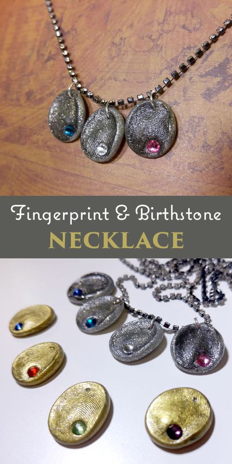 This DIY Fingerprint Necklace would make the perfect gift for Mother’s Day or for anyone that you really love! Fingerprint Necklace, Dainty Diamond Necklace, Fingerprint Jewelry, Mothers Day Crafts For Kids, Pearl Jewelry Necklace, Mother's Day Diy, Anniversary Jewelry, Gift For Mother, Jewelry Repair