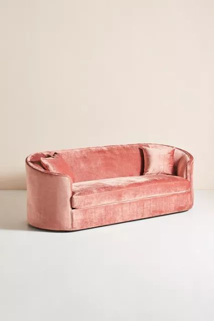 Vera Sofa | Anthropologie Pink Couches, One Arm Sofa, Pink Apartment, Anthropologie Holiday, Art Deco Sofa, Pink Couch, Hanging Furniture, Feminine Decor, Tropical Boho